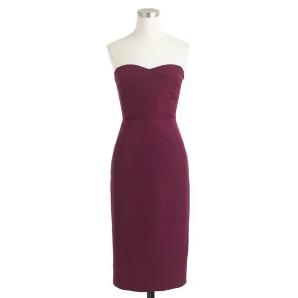 j crew red strapless dress J Crew Red Maxi Notched Strapless Dress